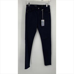 AG Adriano Goldschmied Farrah skinny velvet pants jeans houndstooth navy new 27